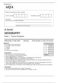 AQA A level GEOGRAPHY Paper 1 MAY 2023 QUESTION PAPER&colon; Physical Geography