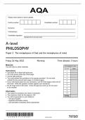 AQA  PHILOSOPHY A LEVEL PAPER 2 2023 [7172-2]-The metaphysics of God and the metaphysics of mind
