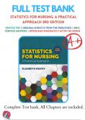 Test Banks For Statistics for Nursing: A Practical Approach 3rd Edition by Elizabeth Heavey, 9781284142013, Chapter 1-13 Complete Guide 