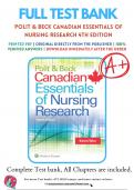 Test Banks For Polit & Beck Canadian Essentials of Nursing Research 4th Edition by Kevin Woo, 9781496301468, Chapter 1-18 Complete Guide