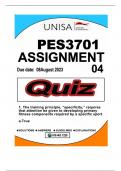 PES3701 ASSIGNMENT 04 (QUIZ ANSWERS) DUE 08AUGUST 