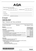 AQA SOCIOLOGY A LEVEL PAPER 1 [7192-1] 2023