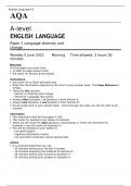 AQA A level ENGLISH LANGUAGE Paper 2 JUNE 2023 QUESTION PAPER&colon; Language diversity and change
