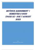 HSY2602 Assignment 1 Semester 2 2023 &lpar;643219&rpar; - DUE 7 August 2023