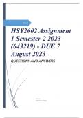HSY2602 Assignment 1 Semester 2 2023 (643219) - DUE 7 August 2023