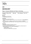 AQA AS SOCIOLOGY Paper 2 MAY 2023 QUESTION PAPER AND MARK SCHEME