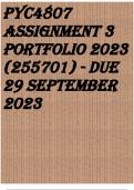 PYC4807 Assignment 3 PORTFOLIO 2023 &lpar;255701&rpar; - DUE 29 September 2023
