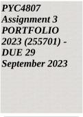 PYC4807 Assignment 3 PORTFOLIO 2023 &lpar;255701&rpar; - DUE 29 September 2023