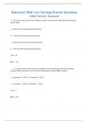 Maternal Child Care Nursing Practice Questions with Correct Answers