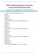 PAX Vocabulary Questions and Answers From the NLN Verbal Tests 2023 (Original PAX Vocabulary NLN 2023 Test Bank)