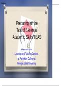 TEAS 170 Questions and Answers Overview; Math,Science, Reading ,English and Language Usage.