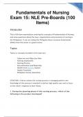 Fundamentals of Nursing Exam 15: NLE Pre-Boards (100 Items)