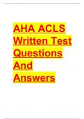 AHA ACLS WRITTEN TEST EXAM QUESTIONS AND ANSWERS &lpar;2023&rpar; &lpar;VERIFIED ANSWERS BY EXPERT&rpar;