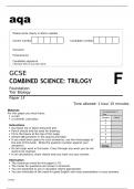 Aqa GCSE COMBINED SCIENCE (TRILOGY) 8464/B/1F June2022 Question Paper.