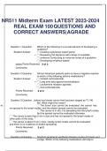 NR511 Midterm Exam LATEST 2023-2024 REAL EXAM 100 QUESTIONS AND CORRECT ANSWERS|AGRADE