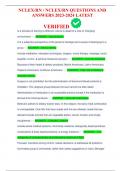 NCLEX&sol;RN QUESTIONS AND ANSWERS 2023-2024 LATEST