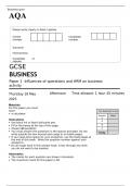 AQA GCSE BUSINESS Paper 1 MAY 2023 QUESTION PAPER&colon; Influences of operations and HRM on business activity