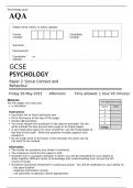 AQA GCSE PSYCHOLOGY Paper 2 MAY 2023 QUESTION PAPER&colon; Social Context and Behaviour