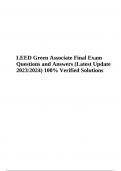 LEED Green Associate Exam Questions With Answers (Latest Update 2023/2024) 100% Verified Solutions