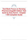 Test Bank for  Focus on Nursing Pharmacology 8th Edition  2024 latest revised update by Amy Karch - Chapter 1-59 Complete A+  Guide
