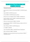 Health Science Test Questions and complete Answers