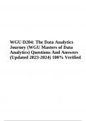 WGU D204: The Data Analytics Journey (WGU Masters of Data Analytics) Questions And Answers (Updated 2023-2024) 100% Verified