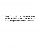 WGU D115 UNIT 2 Exam Questions With Answers | Latest Update 2023- 2024 | 46 Questions 100% Verified