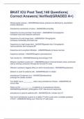 BKAT ICU Post Test&vert; 140 Questions&vert; Correct Answers&vert; Verified&lpar;GRADED A&plus;&rpar;