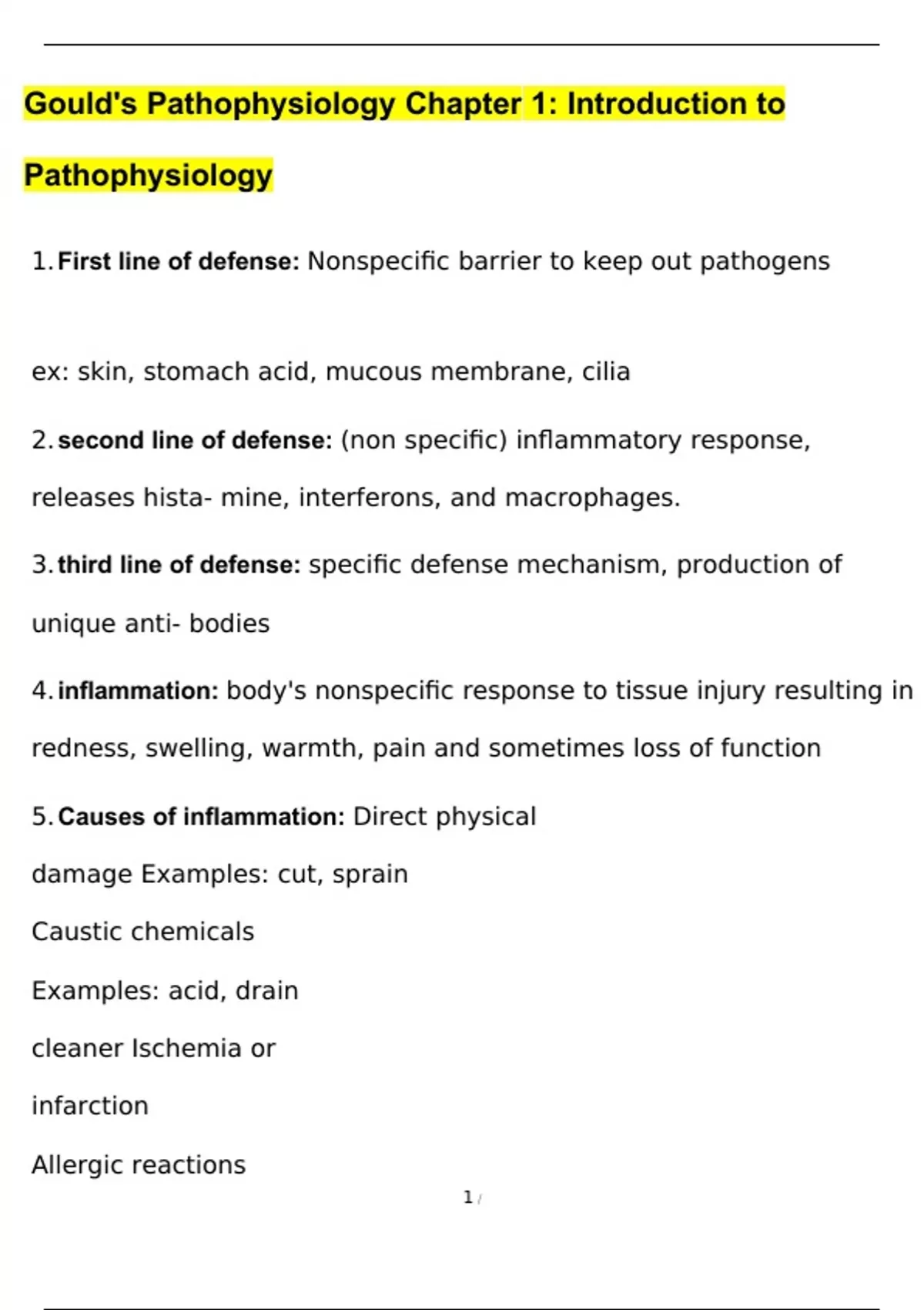 Test bank gould's pathophysiology for the health professions, 7th