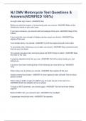 NJ DMV Motorcycle Test Questions & Answers&lpar;VERIFIED 100&percnt;&rpar;