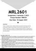MRL2601 Assignment 1 (ANSWERS) Semester 2 2023 (588435) - DISTINCTION GUARANTEED
