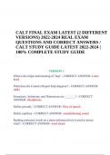 CALT FINAL EXAM LATEST (2 DIFFERENT VERSIONS) 2022-2024 REAL EXAM QUESTIONS AND CORRECT ANSWERS / CALT STUDY GUIDE LATEST 2022-2024 | 100% COMPLETE STUDY GUIDE.