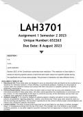 LAH3701 Assignment 1 &lpar;ANSWERS&rpar; Semester 2 2023 - DISTINCTION GUARANTEED