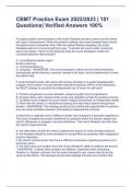 CBMT Practice Exam 2022&sol;2023 &vert; 101 Questions&vert; Verified Answers 100