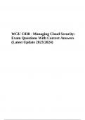 WGU C838 (Managing Cloud Security) Exam Questions With Correct Answers | Latest Update 2023/2024 | 100% Verified