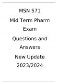 MSN 571  Mid Term Pharm Exam  Questions and Answers  New Update 2023/2024
