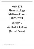 MSN 571 Pharmacology Midterm Exam 2023/2024  Version 2  Verified Solutions (Actual Exam)