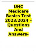 UHC Medicare Basics Test 2023/2024 – Questions And Answers-  100% Verified.