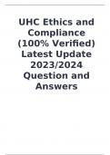 UHC Ethics and Compliance  (100% Verified) Latest Update 2023/2024 Question and Answers