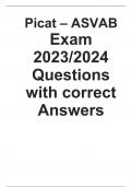 Picat – ASVAB  Exam 2023/2024 Questions with correct Answers