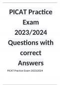 PICAT Practice Exam 2023/2024 Questions with correct Answers