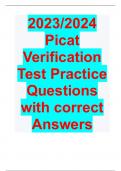 2023/2024 Picat Verification Test Practice Questions with correct Answers