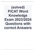  (solved)  PiCAT Word Knowledge Exam 2023/2024 Questions with correct Answers