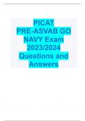 PICAT  PRE-ASVAB GO NAVY Exam 2023/2024 Questions and Answers