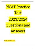 PiCAT Practice Test  2023/2024 Questions and Answers