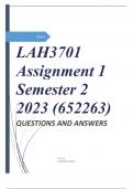 LAH3701 Assignment 1 Semester 2 2023 (652263)