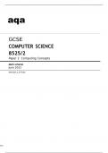 Aqa GCSE Computer Science 8525&sol;2 Question Paper and Mark Scheme June2022