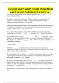 Policing and Society Exam 1Questions and Correct Solutions&vert; Graded A&plus;