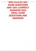 EPIC CLN 251/252  EXAM QUESTIONS  AND 100% CORRECT ANSWERS 2023  (REAL EXAM  QUESTIONS AND  ANSWERS