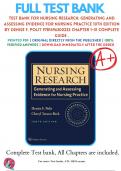 Test Bank For Nursing Research: Generating and Assessing Evidence for Nursing Practice 10th Edition By Denise F. Polit 9781496300232 Chapter 1-31 Complete Guide .